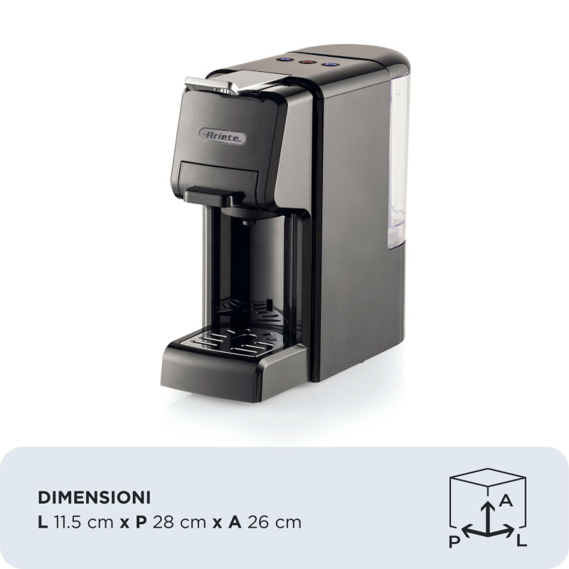 Macchina da caffè espresso a cassetto per capsule Nespresso*, Dolcegusto* e Lavazza A Modo mio*, cialde e polvere