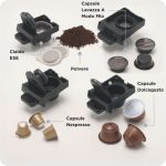 Macchina da caffè espresso a cassetto per capsule Nespresso*, Dolcegusto* e Lavazza A Modo mio*, cialde e polvere