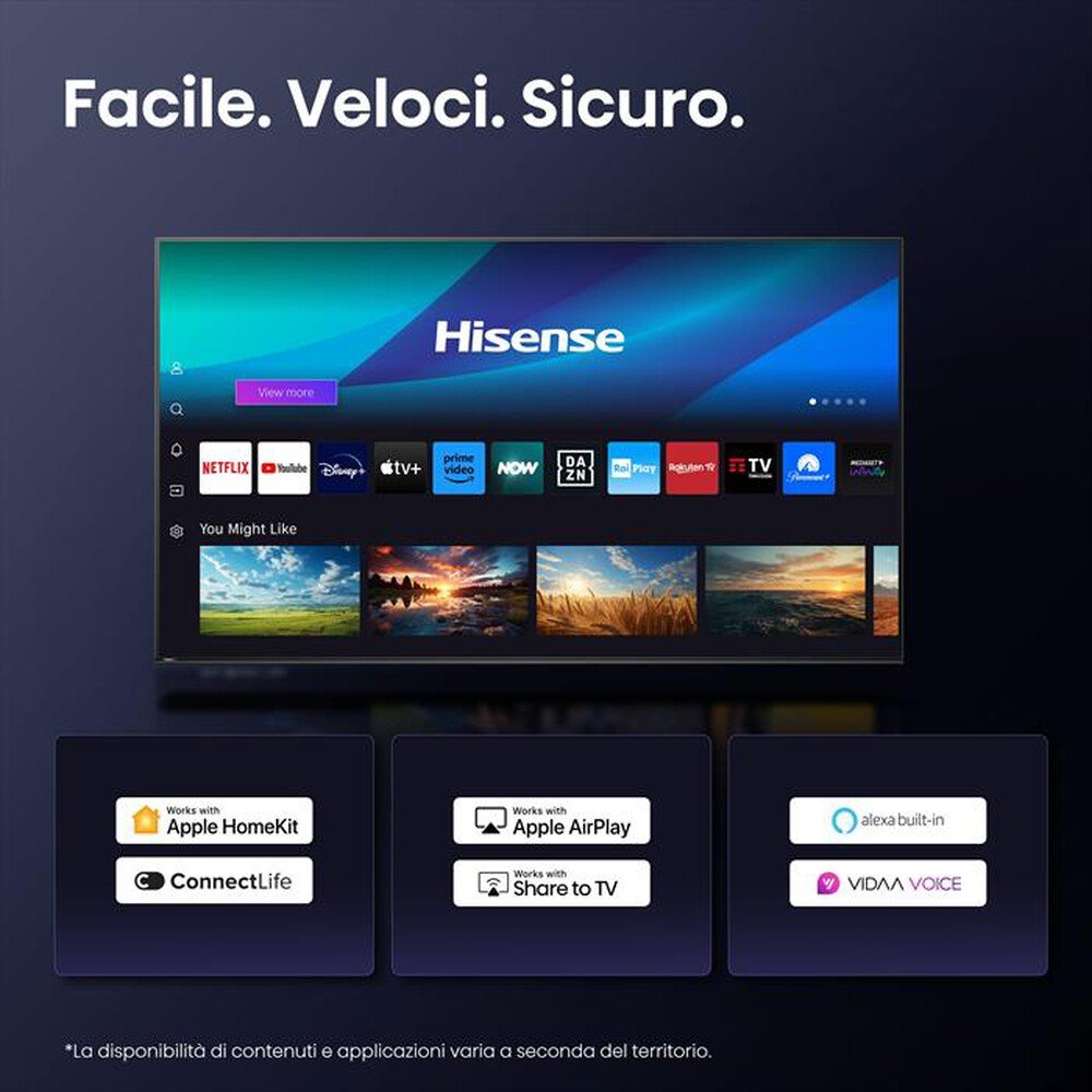 Hisense Smart TV 50 Pollici 4K Ultra HD Display QLED 144 Hz Sistema Operativo VIDAA Classe E colore Nero - 50U79Q