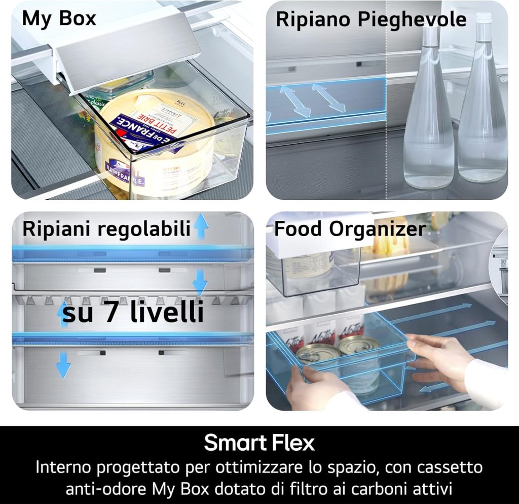 GBBS726CPY - LG - FRIGO COMBI 375LT H203 NFC INOX PRIME SILVER PORTA PIATTAFILO MURO
