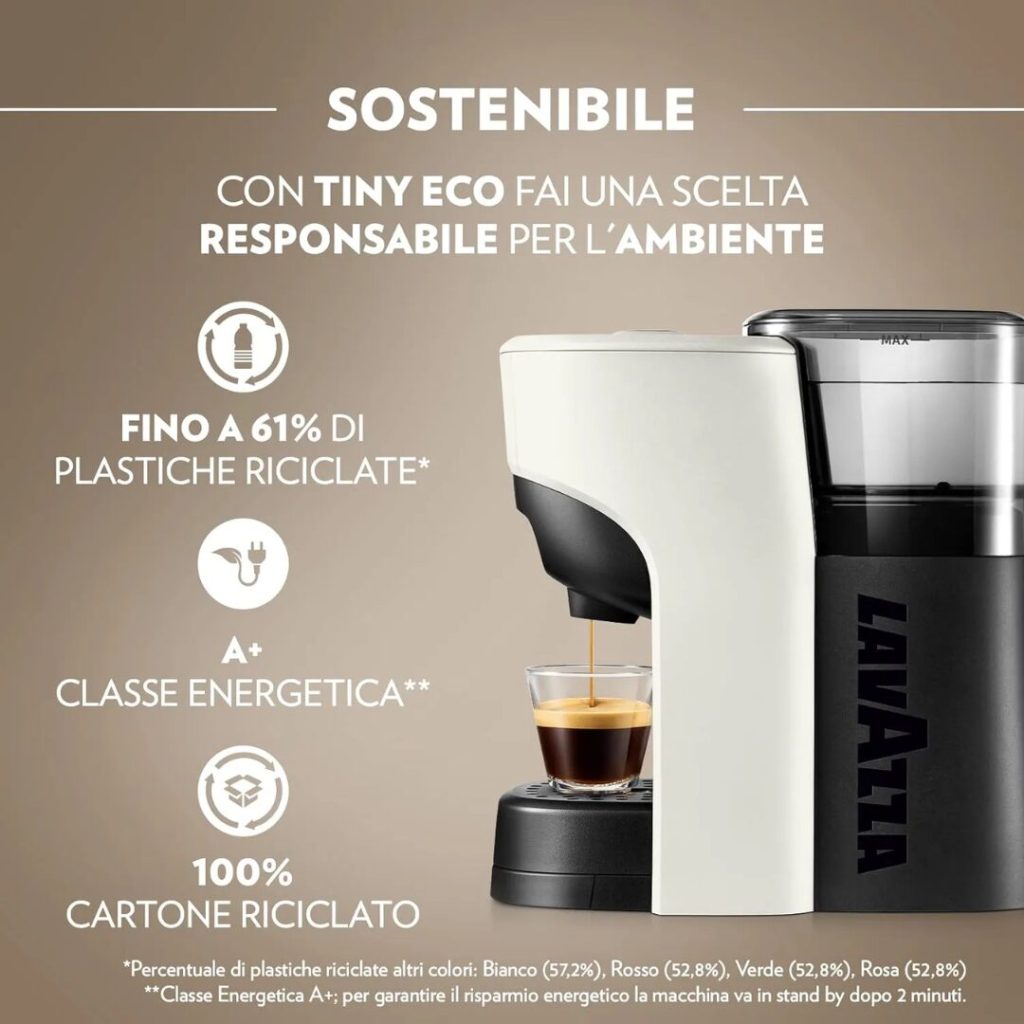 Lavazza Tiny Eco - Macchina Caffé Espresso Capsule Lavazza A Modo Mio colore Bianco
