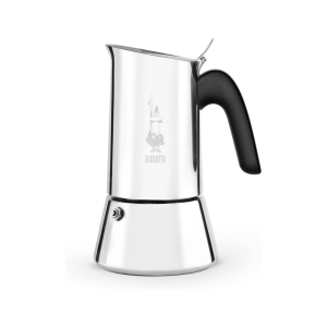 Bialetti Venus - Caffettiera ad induzione, Acciaio inossidabile, Adatta a tutti i tipi di piatti, 4 tazze da caffè (170 ml), Argento