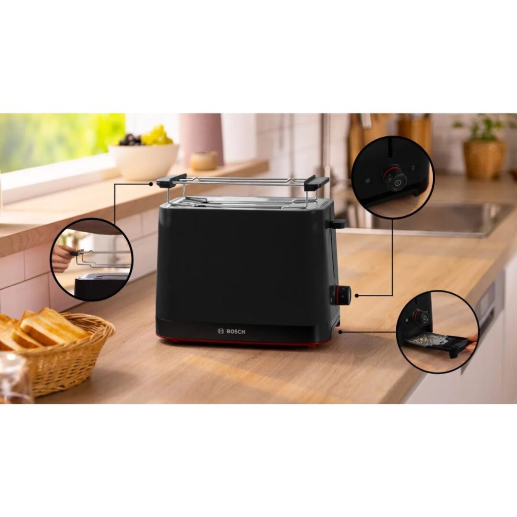 Bosch Tostapane elettrico 2 Fette Potenza 950 Watt Funzione scongelamento Griglia scaldapane - TAT3M123
