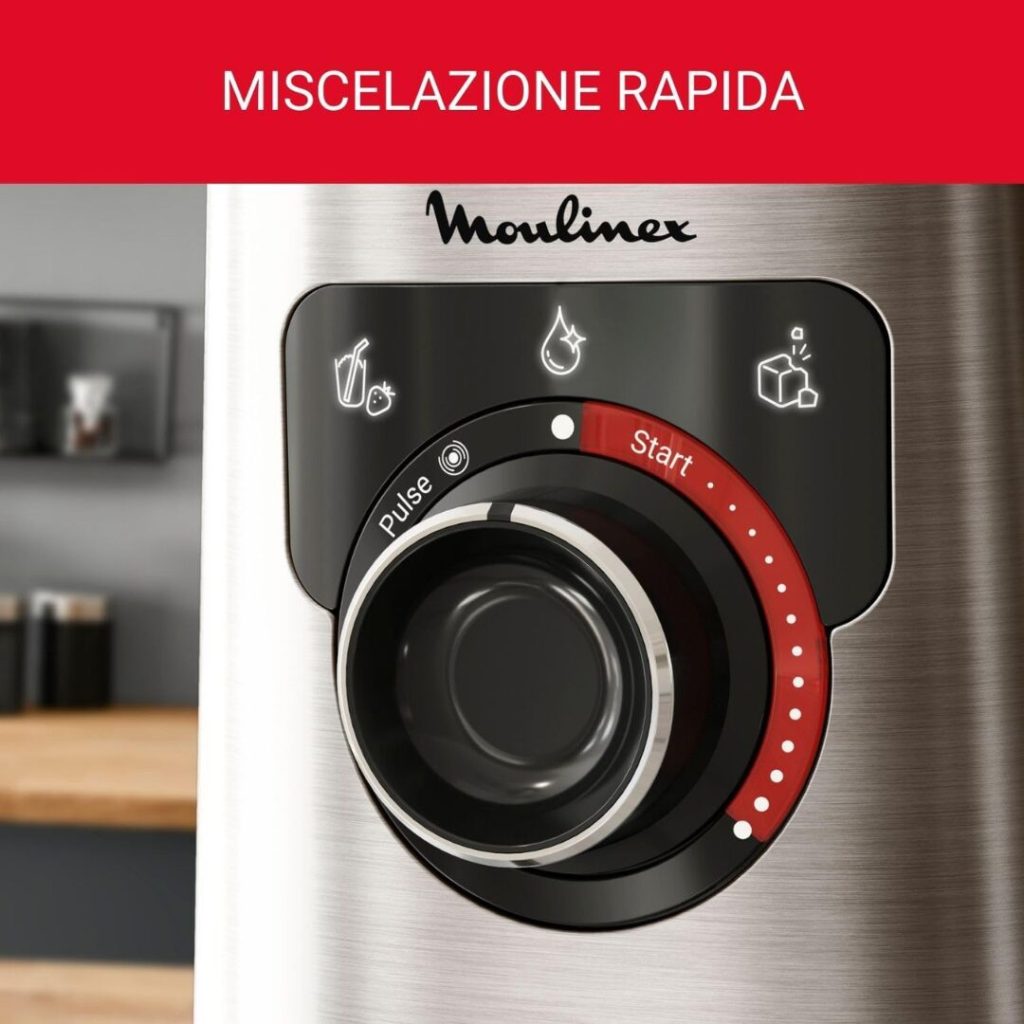 Moulinex Frullatore con Bicchiere Capacità 2 Litri Potenza 1200 watt Lame Rimovibili colore Grigio - PerfectMix+ LM871D