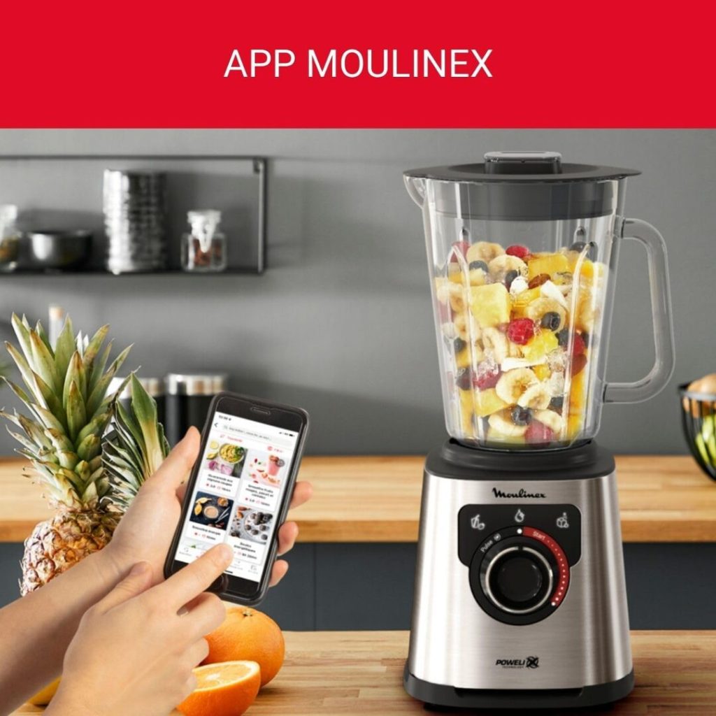 Moulinex Frullatore con Bicchiere Capacità 2 Litri Potenza 1200 watt Lame Rimovibili colore Grigio - PerfectMix+ LM871D