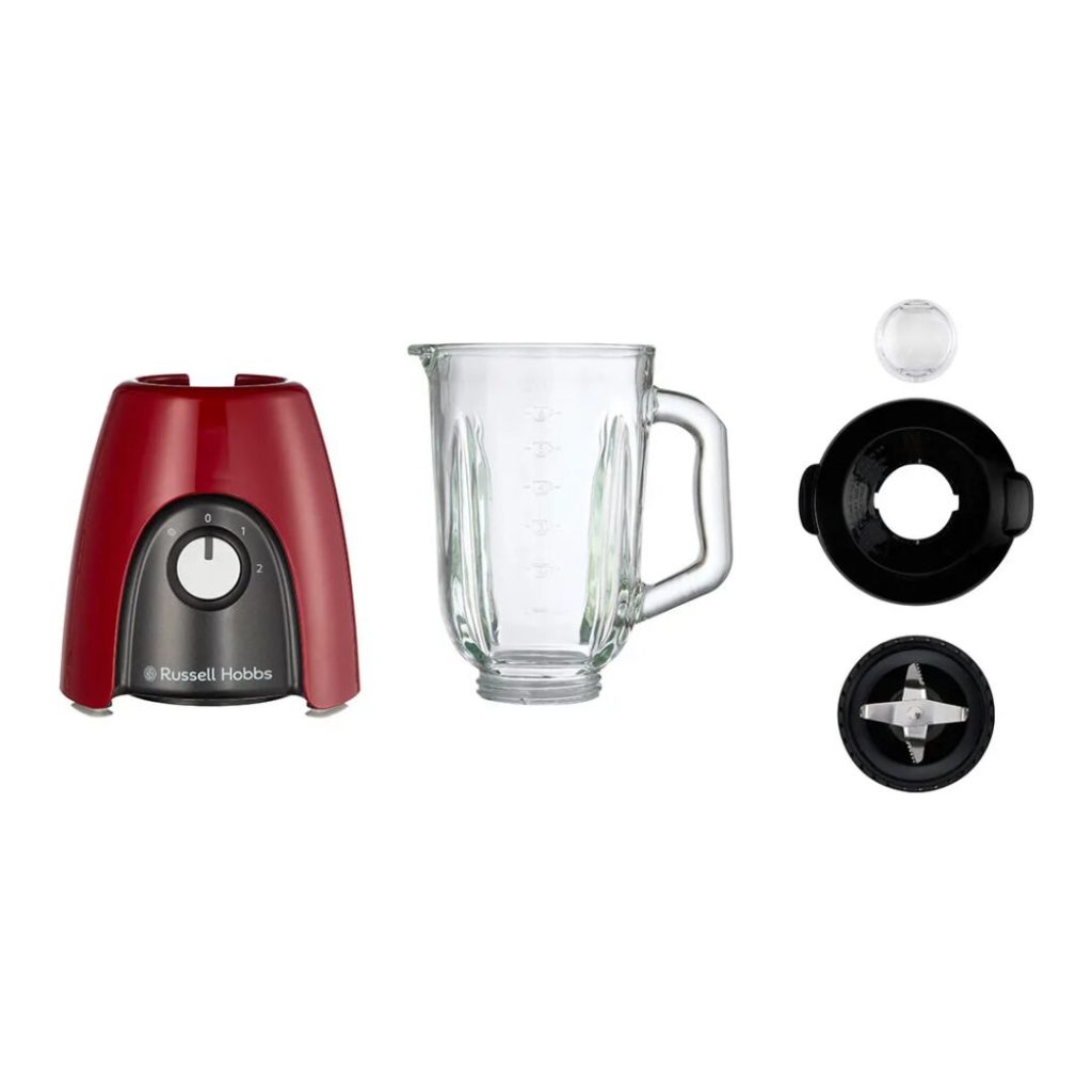 Russell Hobbs Frullatore con Bicchiere Capacità 1.5 Litri Potenza 650 Watt 2 Velocità colore Rosso e Nero - 27120-56