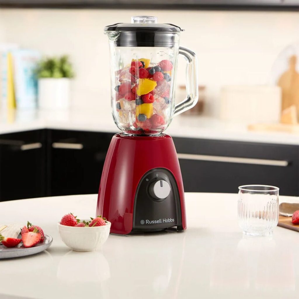Russell Hobbs Frullatore con Bicchiere Capacità 1.5 Litri Potenza 650 Watt 2 Velocità colore Rosso e Nero - 27120-56