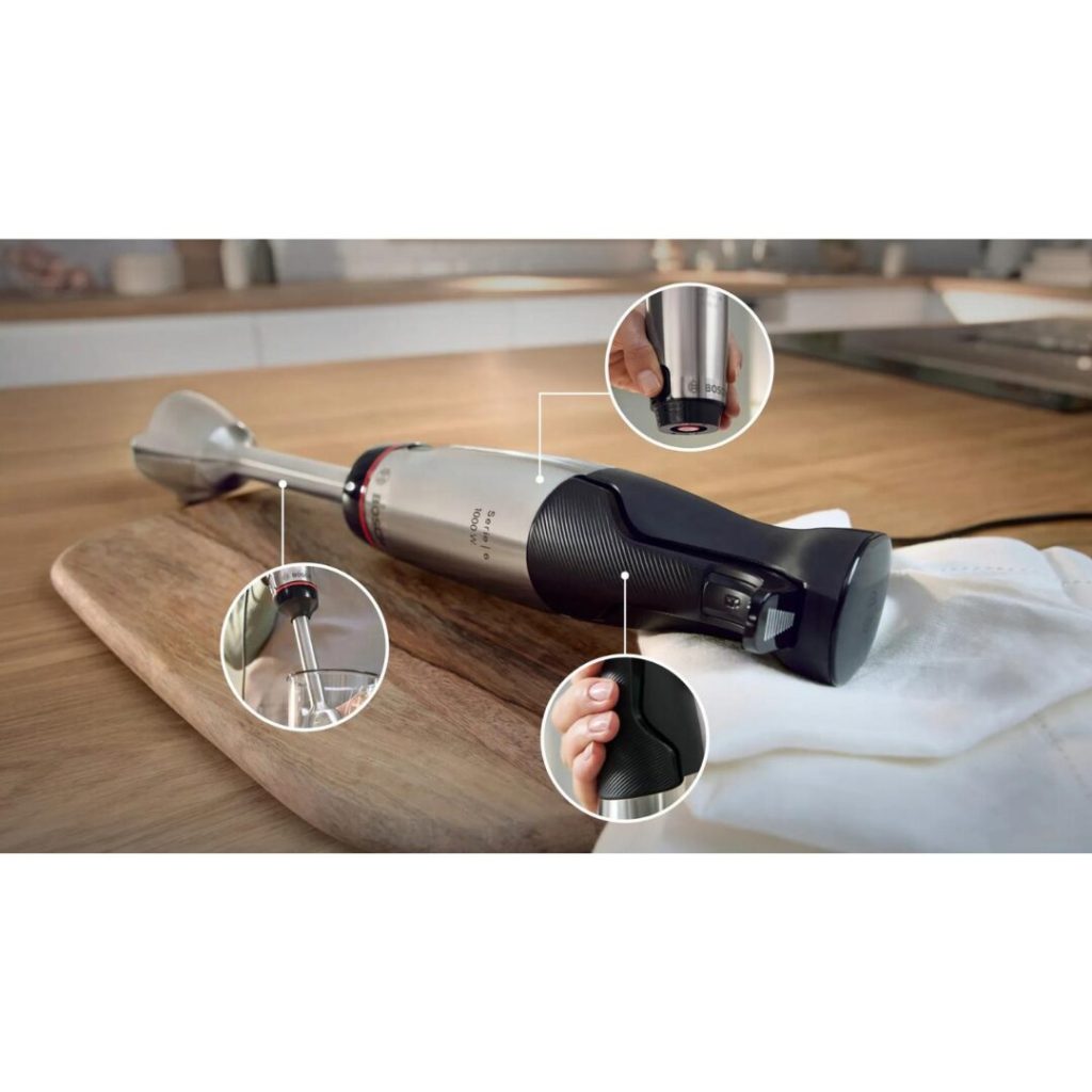 Bosch Frullatore a Immersione Minipimer Potenza 1000W con Bicchiere colore Nero Inox Serie 6 ErgoMaster - MSM6M610