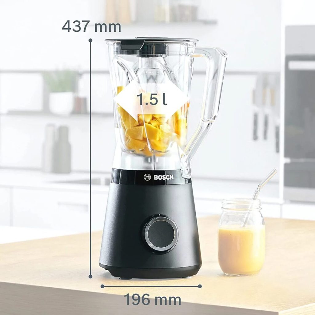 Bosch Frullatore con Bicchiere Capacità 1.5 litri Potenza 1200 watt colore Nero - MMB6141B Serie 4