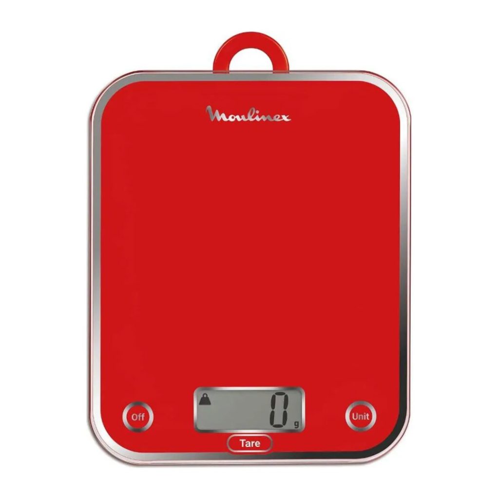 Moulinex Bilancia da Cucina Digitale Elettronica Capacità 5 kg Display LCD colore Rosso - BN5003V0 Optiss