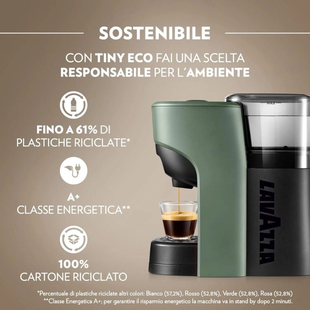 Lavazza Tiny Eco - Macchina Caffé Espresso Capsule Lavazza A Modo Mio colore Verde