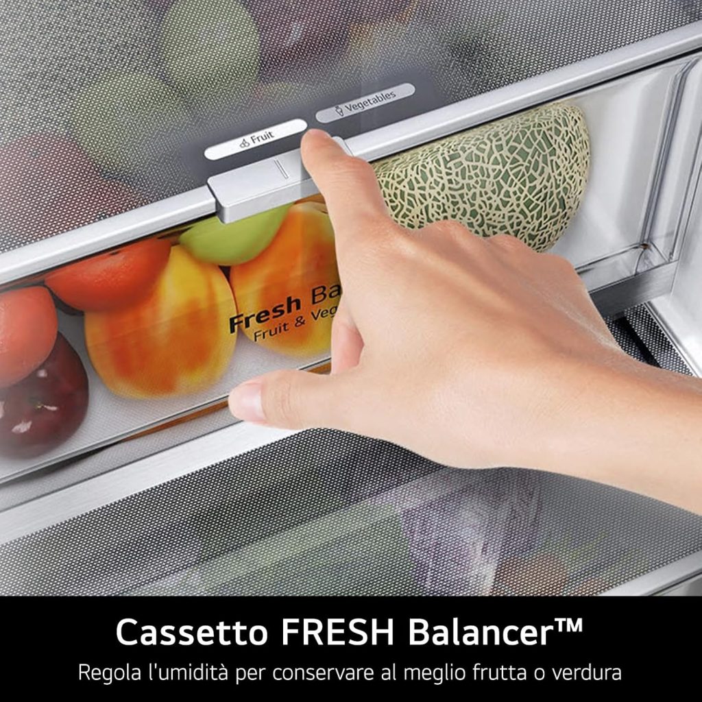 GBBS726CPY - LG - FRIGO COMBI 375LT H203 NFC INOX PRIME SILVER PORTA PIATTAFILO MURO