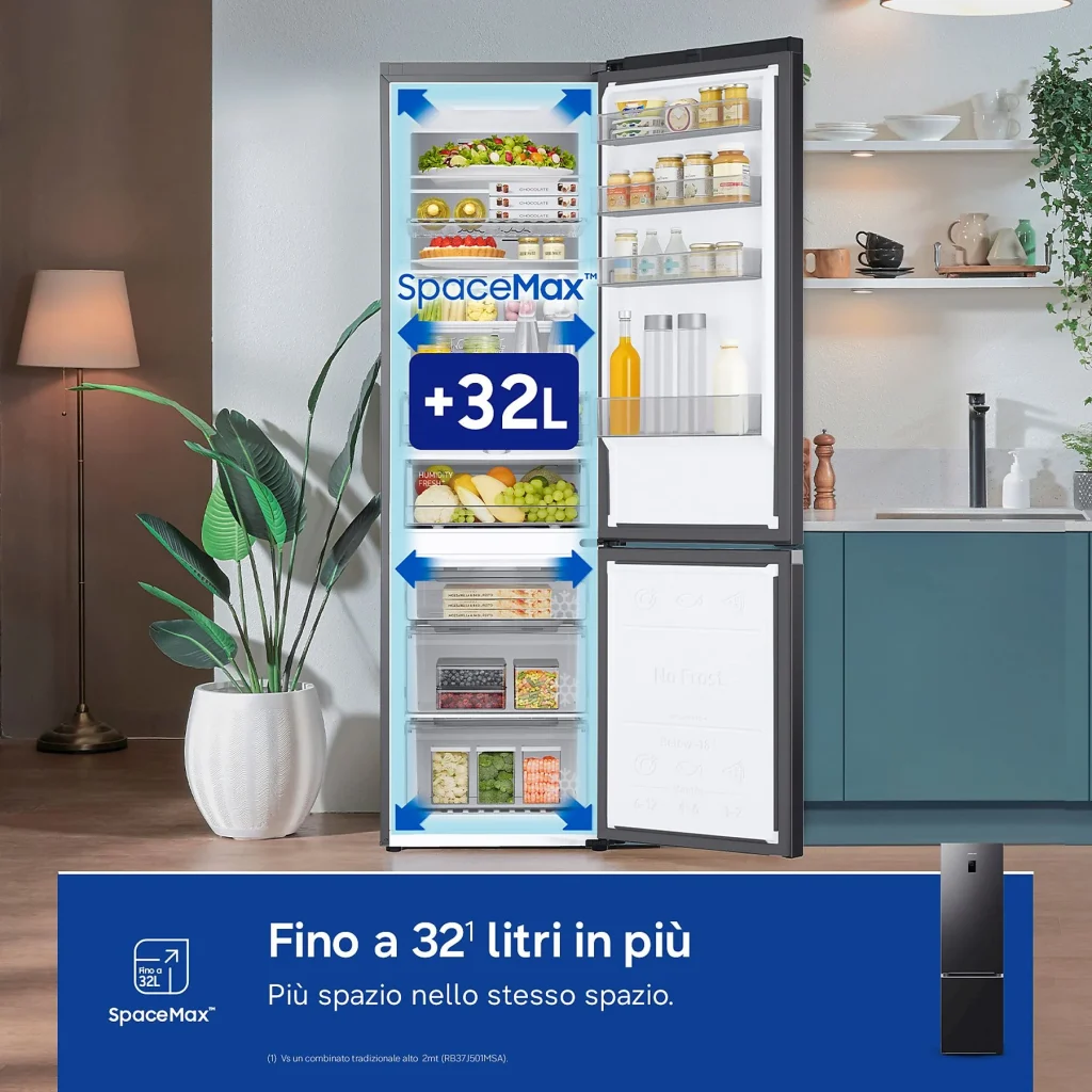 RB38C776CB1 - SAMSUNG - FRIGO COMBI 390LT H203 NF INOX C ANTRACITE WIFI AI