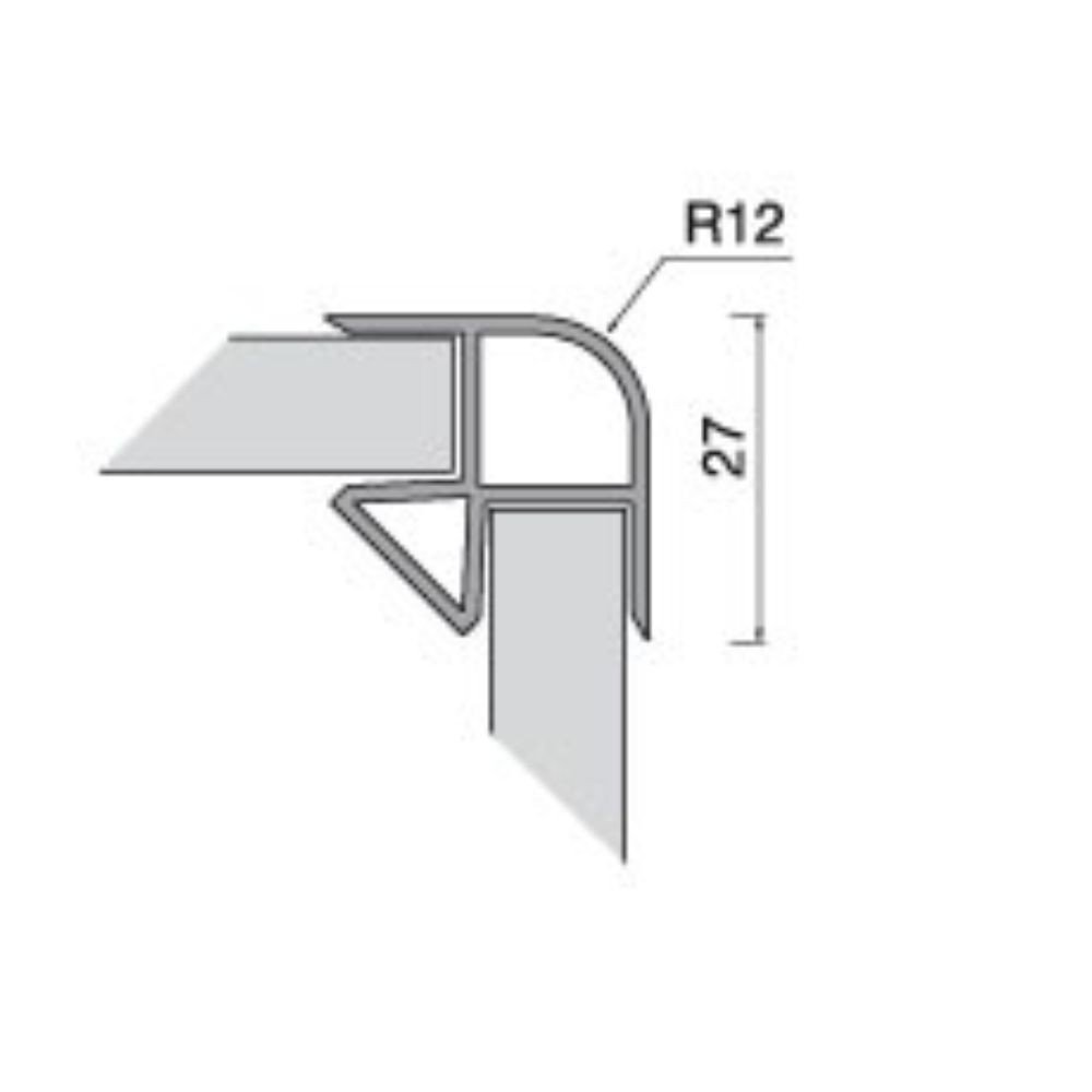 Angolare per zoccolo 90° R12 in travertino H 9.7 cm.