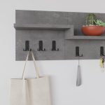 Appendiabiti a muro Harmon con mensole e 5 ganci colore retro grey