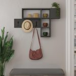 Appendiabiti da parete antracite con 3 ganci appendiabiti e 4 nicchie a giorno Game