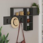 Appendiabiti da parete antracite con 3 ganci appendiabiti e 4 nicchie a giorno Game