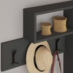 Appendiabiti da parete antracite con 3 ganci appendiabiti e 4 nicchie a giorno Game