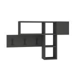 Appendiabiti da parete antracite con 3 ganci appendiabiti e 4 nicchie a giorno Game