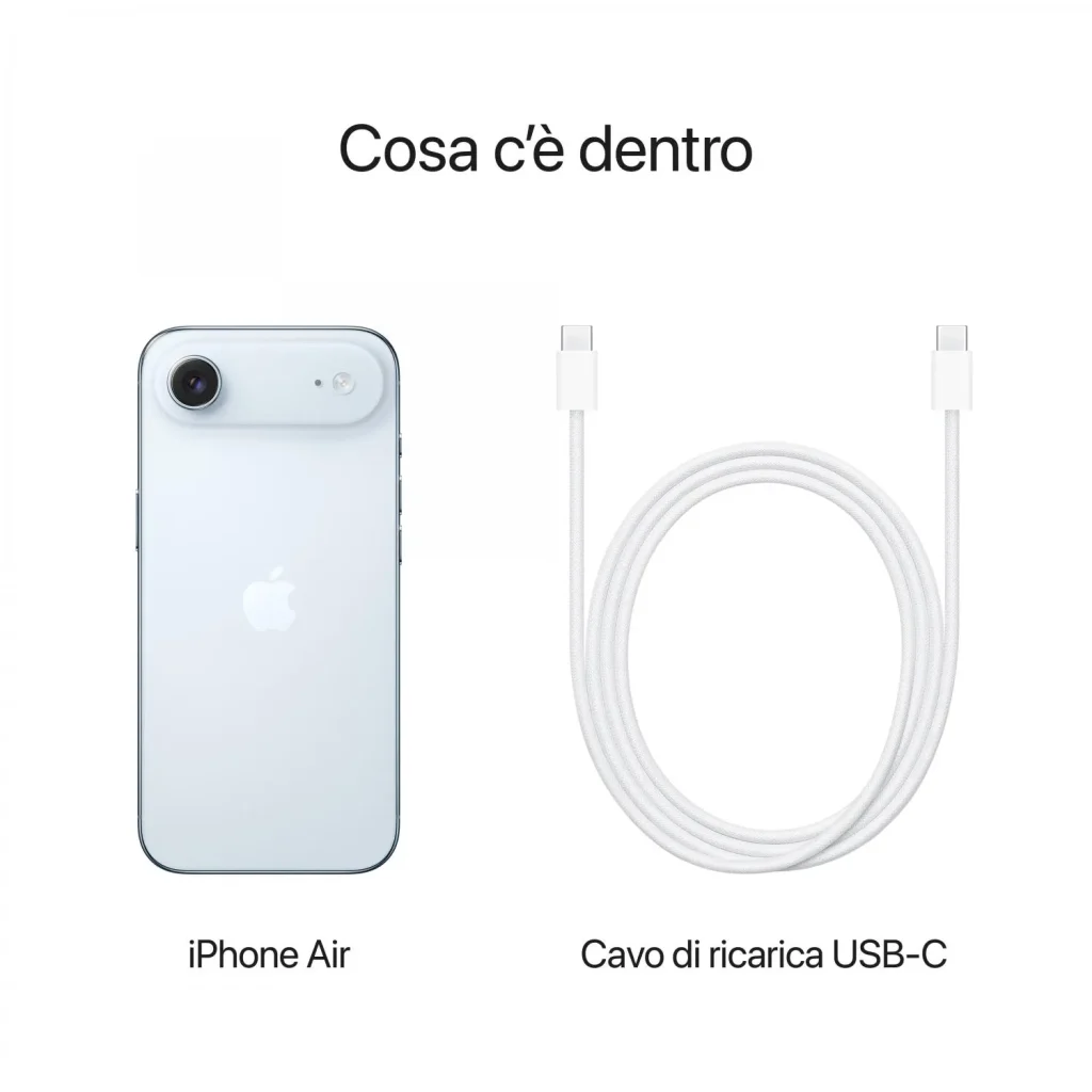Apple iPhone Air Smartphone 6.5" 5G Display Super Retina XDR Dual Sim Memoria Interna 256 GB iOS 26 colore Celeste - MG2P4QL/A