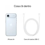 Apple iPhone Air Smartphone 6.5" 5G Display Super Retina XDR Dual Sim Memoria Interna 256 GB iOS 26 colore Celeste - MG2P4QL/A
