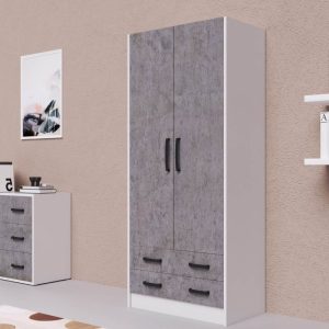 Armadio 210 due ante e due cassetti cemento