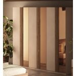 Armadio Bristol 6 ante battenti in finitura cashmere e noce caramello con specchi bronzati