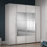 Armadio Callia 2 ante battenti bianco e 2 ante scorrevoli con specchio 200.1x61.2xH210.5 cm.