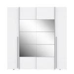 Armadio Callia 2 ante battenti bianco e 2 ante scorrevoli con specchio 200.1x61.2xH210.5 cm.