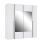 Armadio Callia 2 ante battenti bianco e 2 ante scorrevoli con specchio 200.1x61.2xH210.5 cm.
