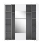 Armadio Callia 2 ante battenti bianco e 2 ante scorrevoli con specchio 200.1x61.2xH210.5 cm.