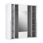 Armadio Callia 2 ante battenti bianco e 2 ante scorrevoli con specchio 200.1x61.2xH210.5 cm.