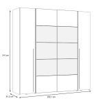 Armadio Callia 2 ante battenti bianco e 2 ante scorrevoli con specchio 200.1x61.2xH210.5 cm.