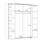 Armadio Callia 2 ante battenti bianco e 2 ante scorrevoli con specchio 200.1x61.2xH210.5 cm.