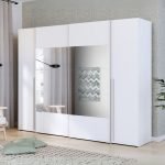 Armadio Callia con 2 ante battenti colore bianco e 2 ante scorrevoli con specchio 270.3x61.2xH210.5 cm.