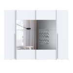 Armadio Callia con 2 ante battenti colore bianco e 2 ante scorrevoli con specchio 270.3x61.2xH210.5 cm.