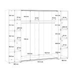 Armadio Callia con 2 ante battenti colore bianco e 2 ante scorrevoli con specchio 270.3x61.2xH210.5 cm.