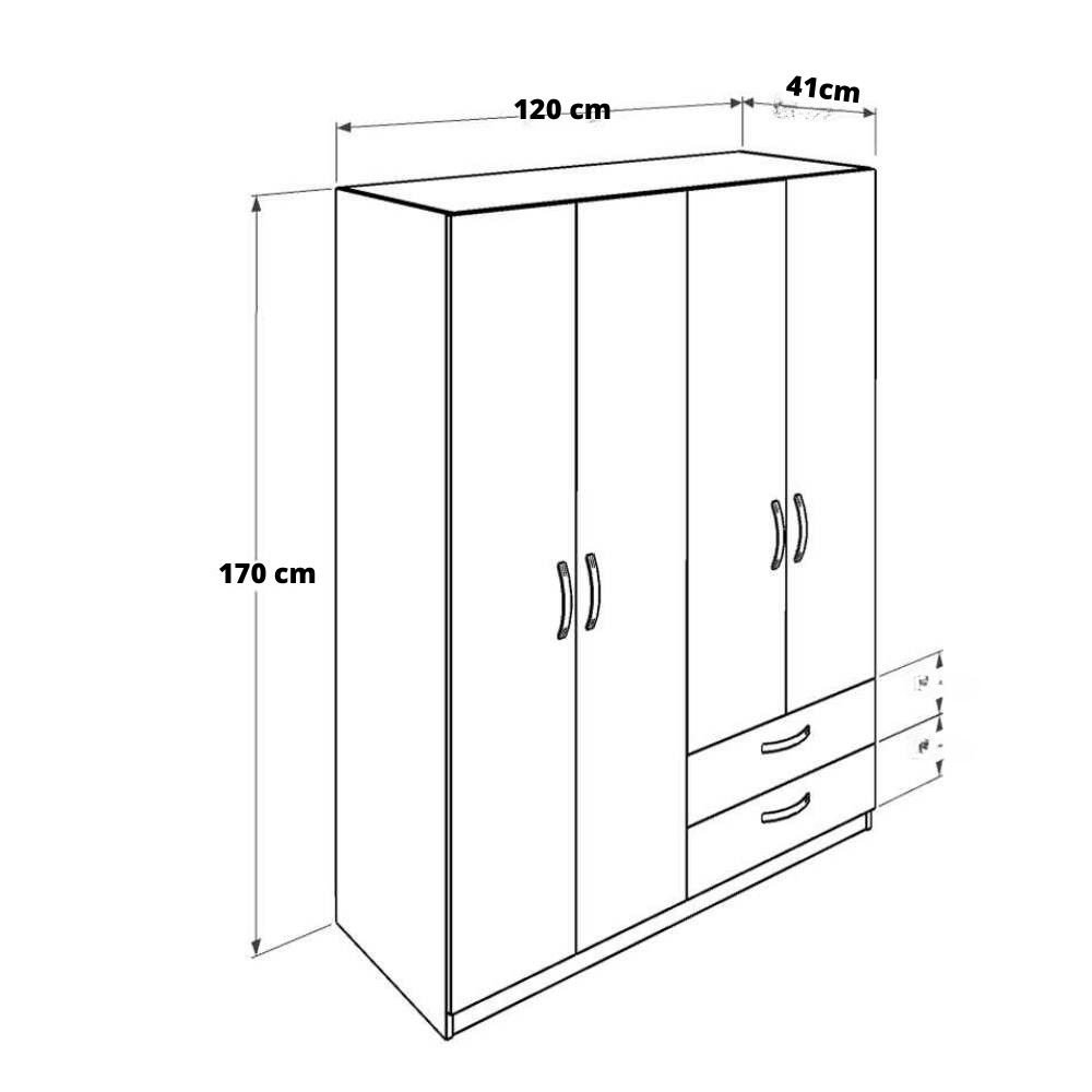 Armadio GRD4422023 4 ante e 2 cassetti rovere rustico