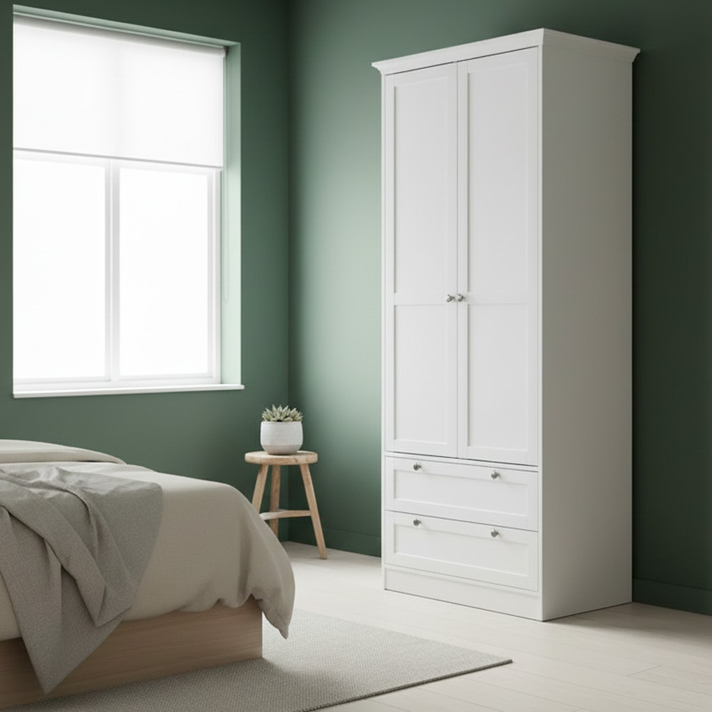 Armadio Landwood14 bianco due ante e due cassetti