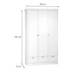 Armadio Landwood18 bianco tre ante e tre cassetti