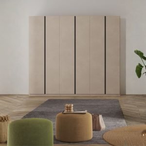 Armadio Londra 6 ante battenti in finitura cashmere e maniglie antracite