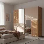Armadio Myla con due ante scorrevoli con specchi rovere kadiz e cachemire