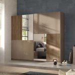 Armadio Quinn 2 ante scorrevoli con specchi colore bronzo noce mercure