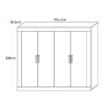 Armadio Sara 4 ante con struttura rovere e frontali bianco