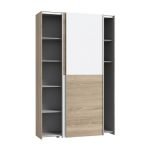 Armadio Zeno con 2 ante scorrevoli rovere e bianco e struttura rovere