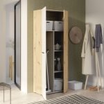 Armadio multiuso Teodoro 2 ante con portascope struttura rovere e 1 anta bianco
