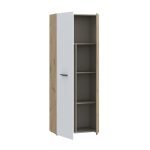 Armadio multiuso Teodoro 2 ante con portascope struttura rovere e 1 anta bianco