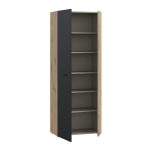 Armadio multiuso Teodoro 2 ante con ripiani struttura rovere e 1 anta nero