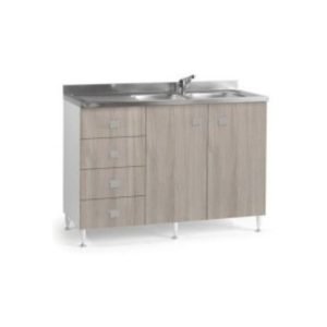 Base lavello 120 con cassettiera a sinistra colore olmo