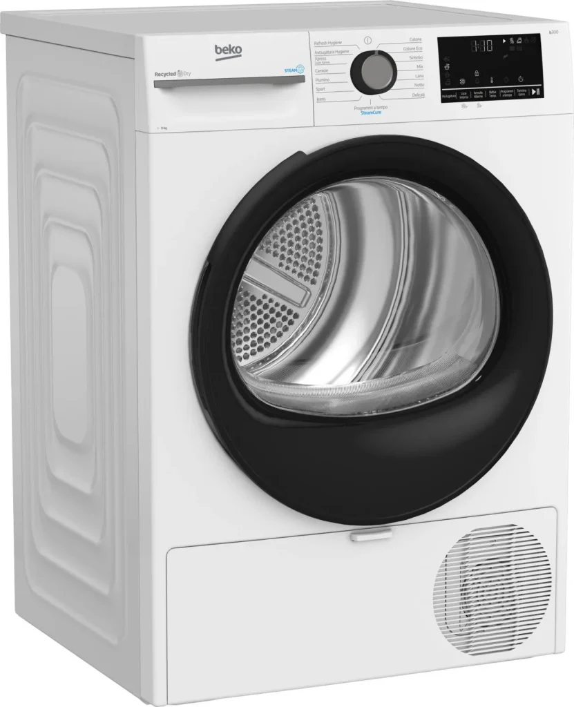 Asciugatrice 9 Kg Beko Classe C Inverter con Pompa di Calore Profondità 67 cm Vapore EcoGentle colore Bianco - BMGT491SBI_IT